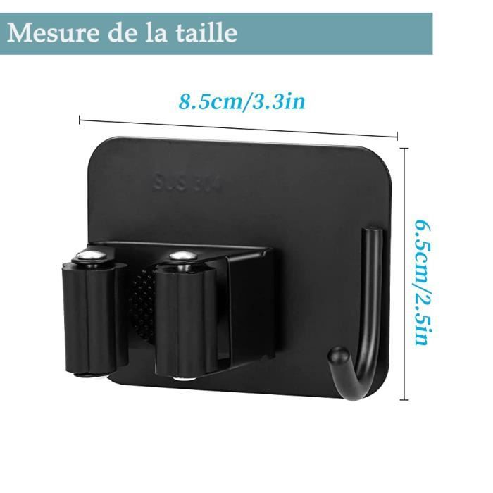 Navaris Porte Balai Mural Blanc - Support Pour Balais, Serpillières Et Accessoires De Nettoyage