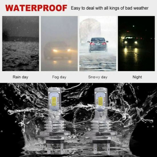 Ampoules LED H4 36W 8000LM – Phares Voiture Blanc 6000K Hi/Lo Beam, Pack 2 Pièces