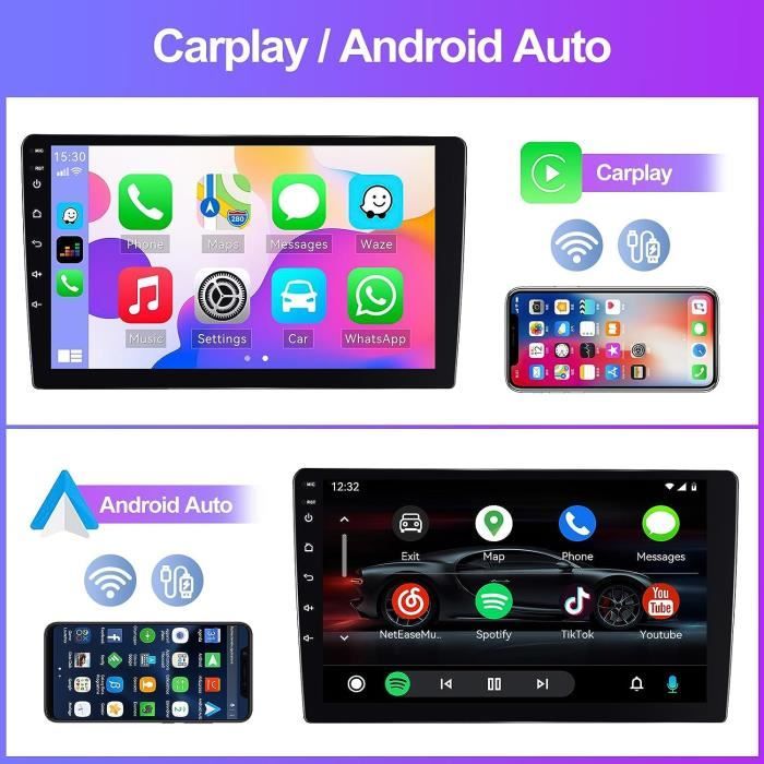 2+32G Android 12 Double Din autoradio avec sans Fil Apple CarPlay Android  Auto 9 Pouces Bluetooth autoradio avec GPS WiFi FM- [740] - Cdiscount Auto