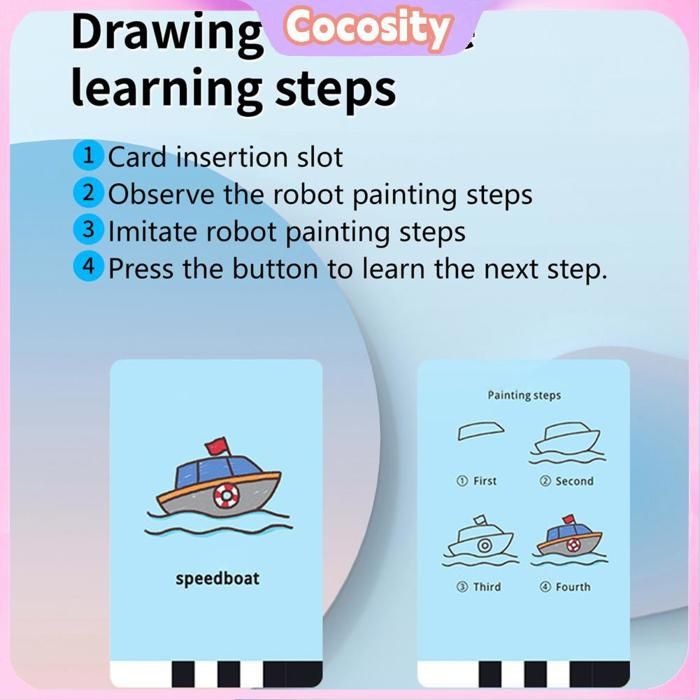 Robot Dessinateur Pour Enfants – Avec 100 Cartes, Guidage Vocal Et Feutres Colorés - 1