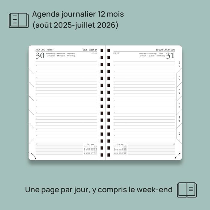 POPRUN Agenda 2024 Journalier 21,5 X 14,5cm, 1 Page Par Jour De Jan