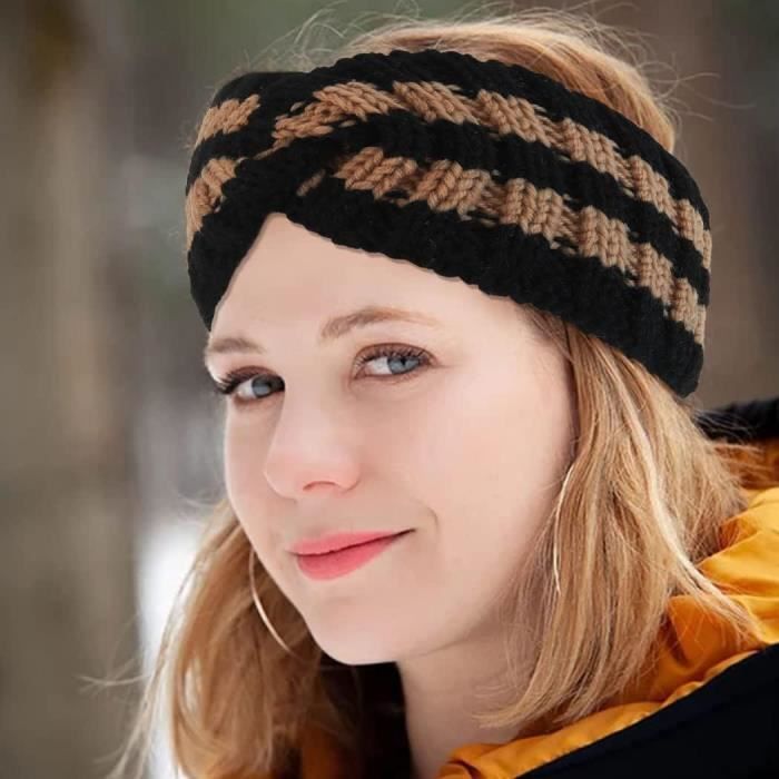 Femmes tricoté bandeaux hiver chaud Crochet tête enveloppement large  élastique bandeau de cheveux avec accessoires bandeaux pour dame