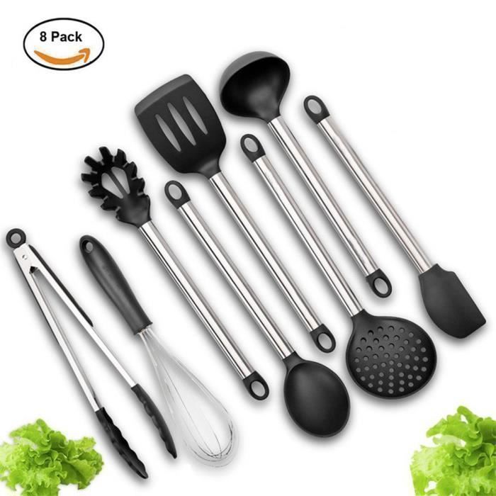 Set De 13 Ustensiles De Cuisine En Inox - Louche, Spatule, écumoire, Etc. - Résistants à La Chaleur Et Lavables Au Lave-vaisselle