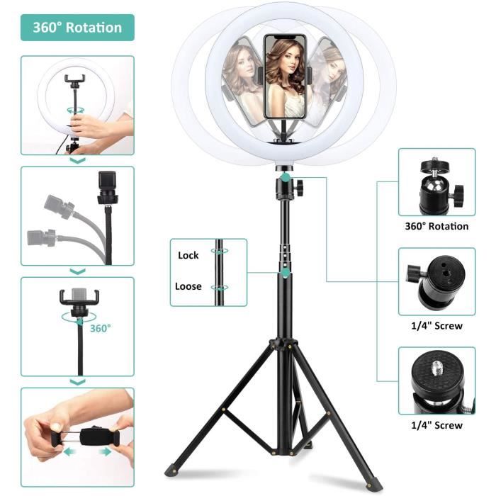 Anneau lumineux LED 22 Cm avec trépied pour smartphone Trépied pour