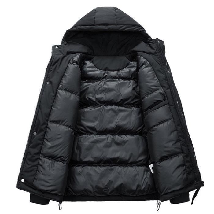 Doudoune Longue Homme Hiver – Manteau Chaud Avec Cagoule, Coupe-vent | 85% Polyester 15% Coton, Coupe Régulière, Pour Loisirs Et Travail