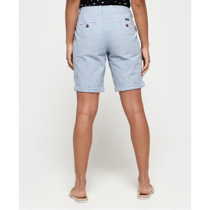 Short chino femme Superdry City bleu coton gaufr Femme t Fitness