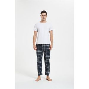 Pantalon Homme Décontracté Gris à Carreaux - Taille S - Léger Et Confortable