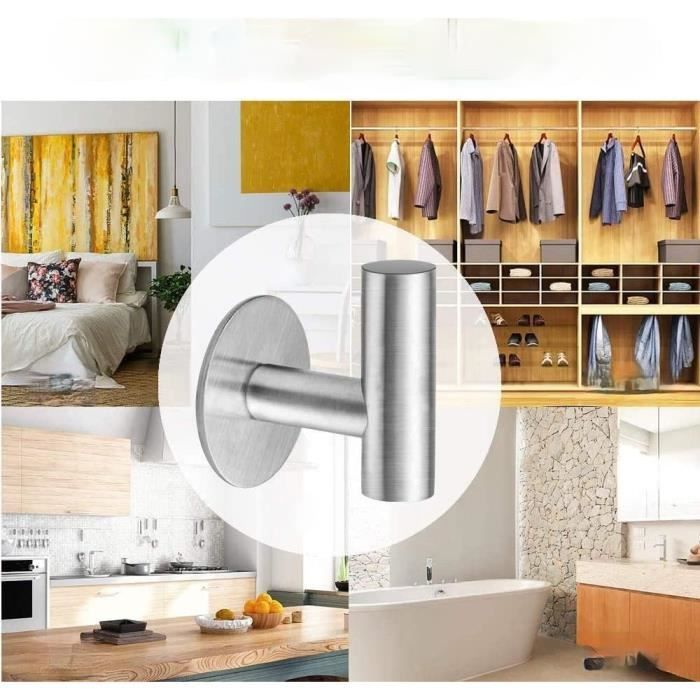 Lot De 10 Crochets Autocollants En Acier Inoxydable Mat