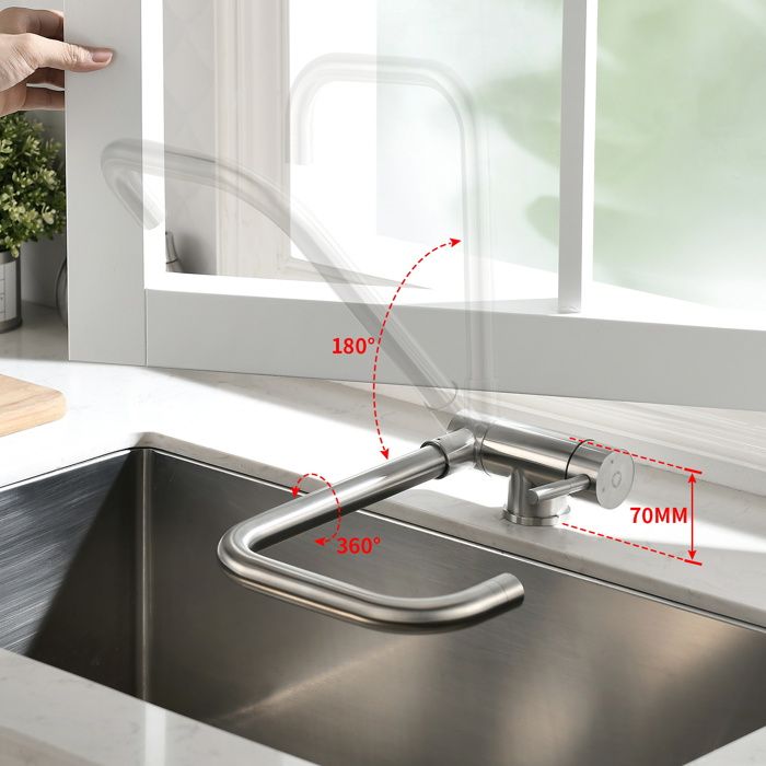 Mitigeur D'évier Rabattable 360° – 2 Jets, Finition Inox Brossé, CECIPA, Monotrou