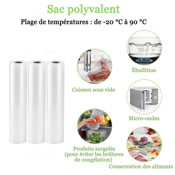 Rouleau Film Sous Vide Alimentaire 28cm X 15m - Conservation Longue Durée Pour Aliments
