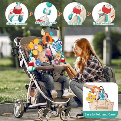 Arche d'activités articulée pour bébé – jouet d'éveil ajustable pour poussette, landau ou transat avec moulin à vent et hochets - Puériculture & Eveil bébé