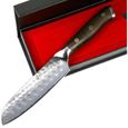 Couteau Stallion Couteau Damas Santoku en bois de fer 12,5 cm - Couteau en acier Damas avec manche en bois de fer dans une bo&ic246-0