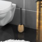 WENKO Brosse WC avec Support IDRO | Brosse de Toilette au Design élégant | Couvercle flexible | Céramique | Noir, Or | Ø10x39 cm