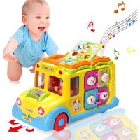 Jouet Bébé Musical Bus avec Lumières, Jouets d'activité Bébé Rampant, Cadeau éducatifs Interactifs pour Petite Enfance