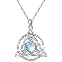 Collier en argent femme - OHAYOO - Noeud celtique pierre de lune - Coeur - Arc-en-ciel - Bijoux cadeaux