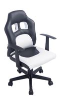 Fauteuil chaise de bureau pour enfant en PU blanc - BUR10182 - Hauteur réglable
