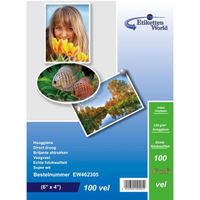 EtikettenWorld - 100 Feuilles Papier Photo 4x6 inch (102x152mm) Premium Haute Brillance 230g