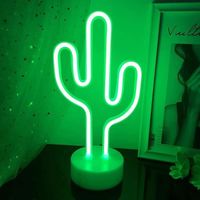 Enseignes Lumineuses Cactus,Lumières Néon avec Base USB Veilleuses Décoration pour Noël,Anniversaire, Salon, Chambre, Saint