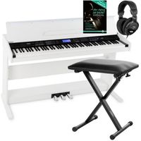Piano numérique synthétiseur- FunKey DP-88 II - 88 touches dynamique 360 sons, USB - Set avec Economy banquette et casque - Blanc