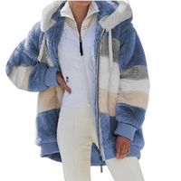 Veste polaire à capuche femme grande taille hiver - Bleu - Manches longues - Sports d'hiver