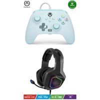 Pack Manette XBOX ONE-S-X-PC Cotton Candy Blue EDITION + Casque Gamer PRO EH50 ORANGE SPIRIT OF GAMER XBOX ONE/S/X/PC