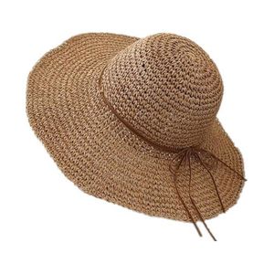 Chapeau De Paille à Large Bord Protection UV - Chapeau Soleil Femme Plage Voyage Été, Pliable Et Aéré