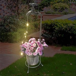 GUIRLANDE D'EXTÉRIEUR Décorations de jardin solaires - Jardinière robinet d'eau étanche - Guirlandes lumineuses LED