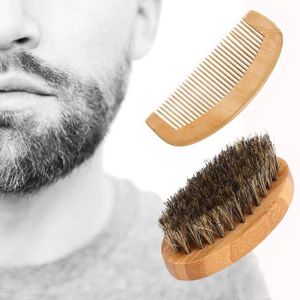 BROSSE - PEIGNE Hommes sanglier Cheveux Poil Barbe Moustache Brosse peigne dur ovale manche en bois  Frandmuke_5874LMY20180945