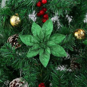 Argenté Paillettes Décoration de sapin de Noël 7 cm SWECOMZE Lot de 10 fleurs de Noël fleurs artificielles pour sapin de Noël