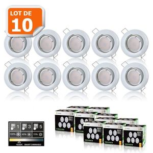 SPOTS - LIGNE DE SPOTS 10 Spots LED Dimmable Blanc Neutre Orientables - L