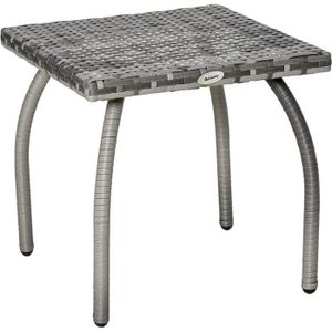 TABLE BASSE JARDIN  Table Basse de Jardin Style Cosy Chic - SSS - Métal époxy et résine tressée - Gris