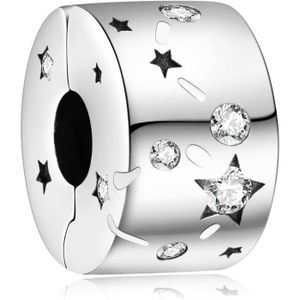 Charm's Charme Sparkling Flower Star Clip De Argent Sterling S925 Femmes Perles Charm Avec 5A Zircone Compatible Pour Européen Bracel[n2757]