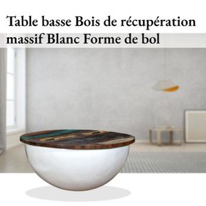 TABLE BASSE YUL Table basse Bois de récupération massif Blanc 