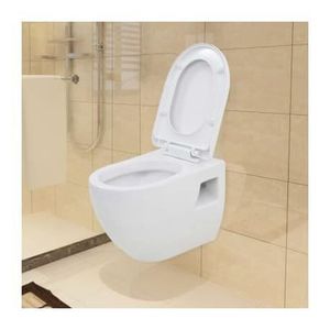 WC - TOILETTES WC suspendu en céramique - VIDAXL - 70141 - Sortie horizontale - Installation suspendue
