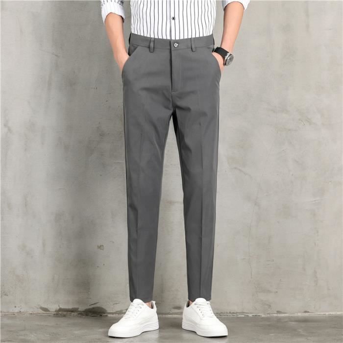 Pantalon 7-8 Homme Slim Business Sans Repassage Taille Standard Couleur  Unie - Cdiscount Prêt-à-Porter