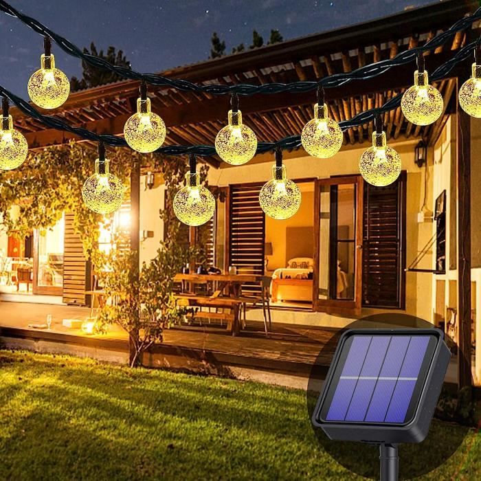 Guirlande lumineuse solaire de 200 LED de 72 pieds pour décor de fête de  patio de jardin, guirlande lumineuse solaire étanche, 8 modes de globe, bleu