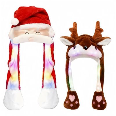 Bonnet de Père Noël Lumineux Pour fête de Noël - Rouge&Blanc Bonnet de Père Noël Lumineux Pour fête de Noël - Rouge&Blanc