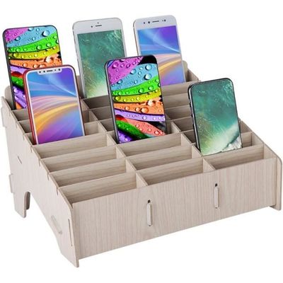 Boîte De Rangement Pour Téléphones - 12 Emplacements, Bois, Pour École Ou Bureau