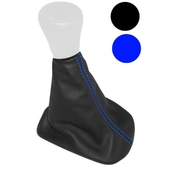 Soufflet Levier Vitesse AERZETIX - Simili Cuir Noir Bordure Bleue, Pour Boîte Manuelle, Remplacement Intérieur Voiture - 4