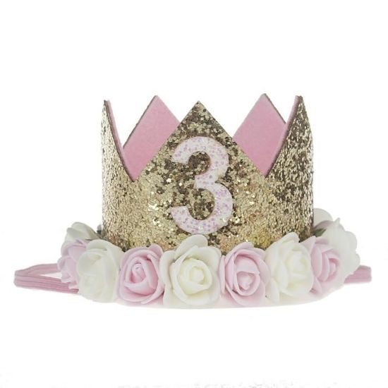 Chapeaux de 1er anniversaire, chapeau de premier anniversaire à paillettes avec nœud rose pour bébé fille, chapeau conique bohème pour séance photo et célébration de 1 an