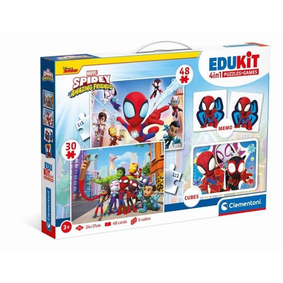 Clementoni - Edukit - Spidey -Coffret apprentissage 4 en 1 - 2 puzzles ...