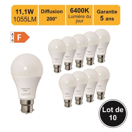 Ampoule LED B22 standard 11,1W 1055Lm 6400K - garantie 2 ans - Cdiscount  Maison