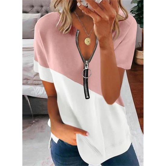 Tee Shirt Femme Manches Courtes Épaules Dénudées Col Rond - Blouse Coton Ample Chic Été