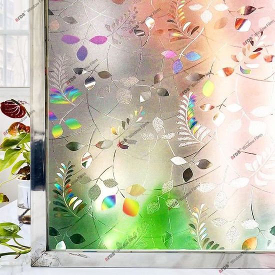 Alwayspon Film Non Adhésif Pour Vitrail Arc-en-ciel Style Art