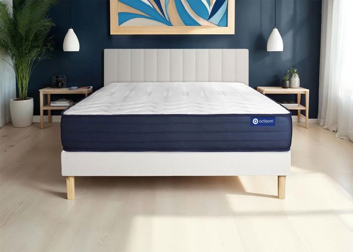 Ensemble matelas ACTIFLEX LIFE 160x200 Ressorts ensachés et Mémoire de forme 5zones de confort + sommier KIT blanc 160 x 200 cm