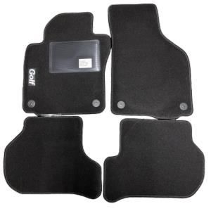 Kit 4 Tapis de sol Auto pour VOLKSWAGEN GOLF VI 2008-2012, avec sigle GOLF moquette noire Neuf.
