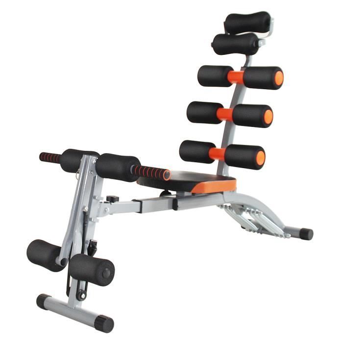 GMM® Banc musculation abdo sport 6 en 1 + tendeurs pour bras réglable