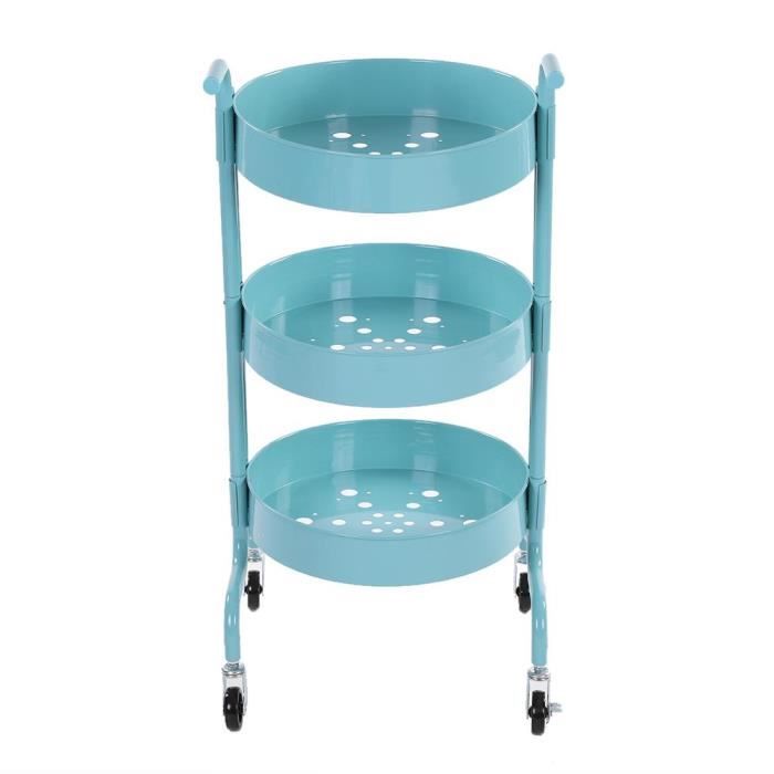 Meuble etagere Chariot de cuisine rond à 3 niveaux roulant avec chariot de rangement utilitaire avec roues (vert)