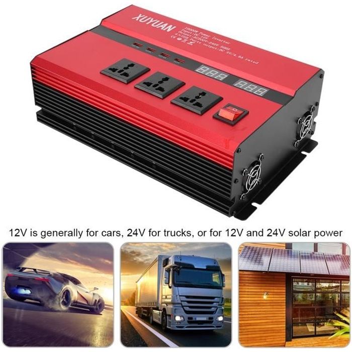 Convertisseur d'énergie solaire voiture d'inverseur puissance élevée DC12-24V à CA 220V (12V à 220V, 10000W)