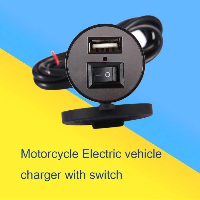 Chargeur d'alimentation de téléphone portable de moto d'USB Prise imperméable 12V de port avec interrupteur (noir) -AIM